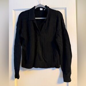 GAP Black Collar V-Neck Women's Sweater